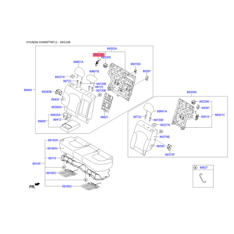 Сидение крепление правое 89491-2S001 Mobis - 894912S001 - схема с каталога 89520B, KHMAPTMF12 894912S001