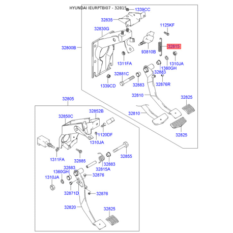 Пружина, педаль сцепления 32815-1C000 Mobis - 328151C000 - схема с каталога 32815, IEURPTBI07 328151C000