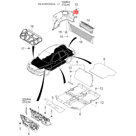 Амортизатор правий 54660-FD101 Mobis - 54660FD101 - схема з каталогу 17, EURKFD002A 54660FD101