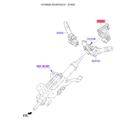 Витая пружина, подушка безопасности 93490-3S010 Mobis - 934903S010 - схема с каталога 93490, KEURPSD14 934903S010