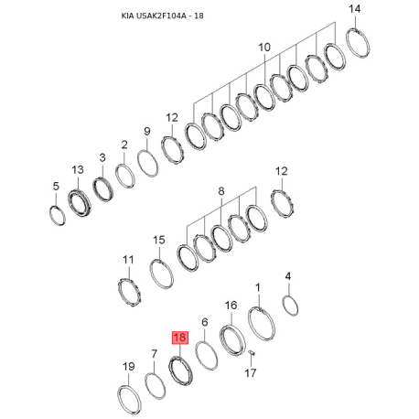 Пробка упору регулювання рульового механізму 57737-2D000 Mobis - 577372D000 - схема з каталогу 18, USAK2F104A 577372D000
