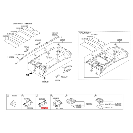Ручка (поручень), внутреннее оснащение задняя правая 85392-1D000QW Mobis - 853921D000QW - схема с каталога 85340K, KKMAPUN06 853921D000QW