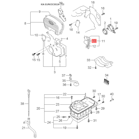 Обшивка (підкрилок), колісна ніша ліва 86821-3C200 Mobis - 868213C200 - схема з каталогу 13, EURK3C002A 868213C200