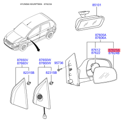 Дзеркальний елемент зовнішнього дзеркала задній лівий 87611-1C400 Mobis