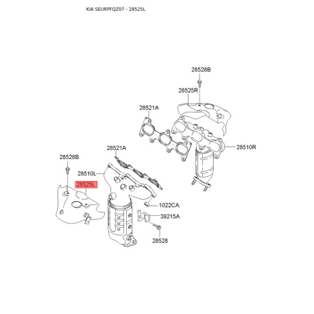 Захист випускного колектора лівий 28525-37653 Mobis - 2852537653 - схема з каталогу 28525L, SEURPFQZ07 2852537653