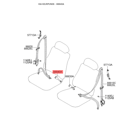 Крепление и натяжение ремень безопасности правое 88840-1D010S8 Mobis - 888401D010S8 - схема с каталога 88840A, KEURPUN06 888401D010S8