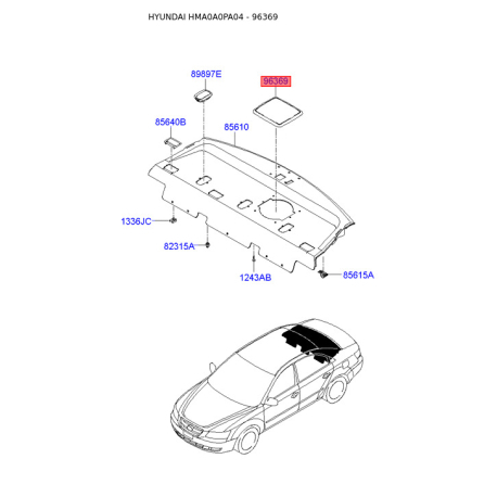 Решітка динаміка 85620-3K200QD Mobis - 856203K200QD - схема з каталогу 96369, HMA0A0PA04 856203K200QD