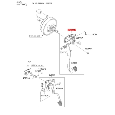 Педаль гальма 32800-3E210 Mobis - 328003E210 - схема з каталогу 32800B, KEURPBL06 328003E210