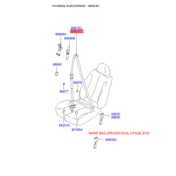 Ремень безопасности правый 88880-25401LT Mobis