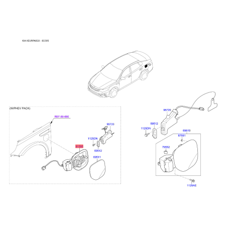 Кольцо проводки (жгут, коса) 81595-A8110 Mobis - 81595A8110 - схема с каталога 81595, KEURPA818 81595A8110