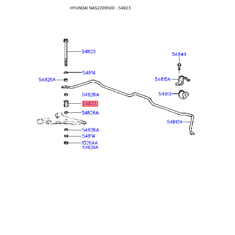 Втулка стабілізатора 54823-22000 Mobis - 5482322000 - схема з каталогу 54823, NAS2209500 5482322000