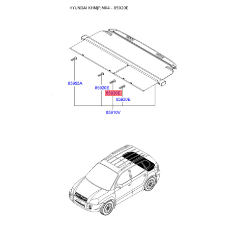 Оббивка багажника 85912-2E600J9 Mobis - 859122E600J9 - схема з каталогу 85920E, KHMJPJM04 859122E600J9