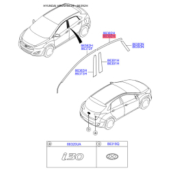 Облицовка / защитная накладка, боковина правая верхняя 86392-A5000 Mobis