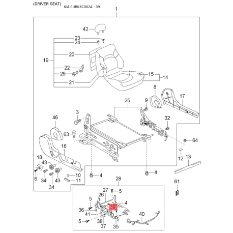 Люк и комплектующие левый 81678-38000 Mobis - 8167838000 - схема с каталога 39, EURK3C002A 8167838000