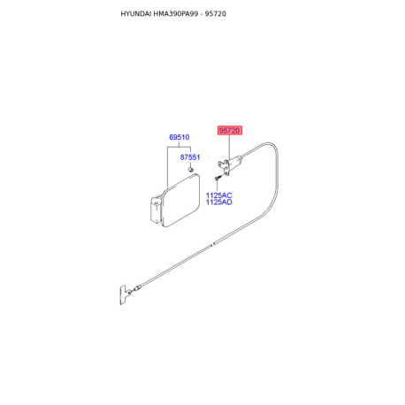 Трос, кришка бака 95720-33000 Mobis - 9572033000 - схема з каталогу 95720, HMA390PA99 9572033000