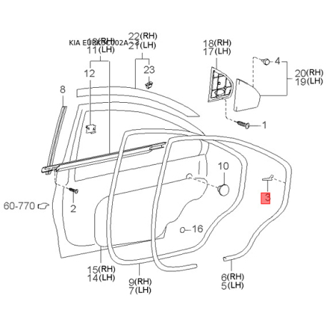 Шланг, вентиляція картера 22404-35500 Mobis - 2240435500 - схема з каталогу 3, EURK3C002A 2240435500