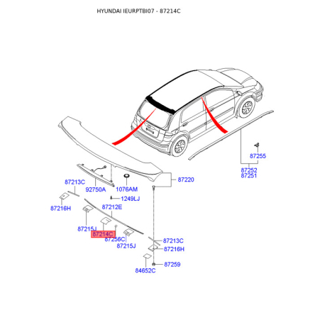 Спойлер 87214-1C000 Mobis - 872141C000 - схема з каталогу 87214C, IEURPTBI07 872141C000