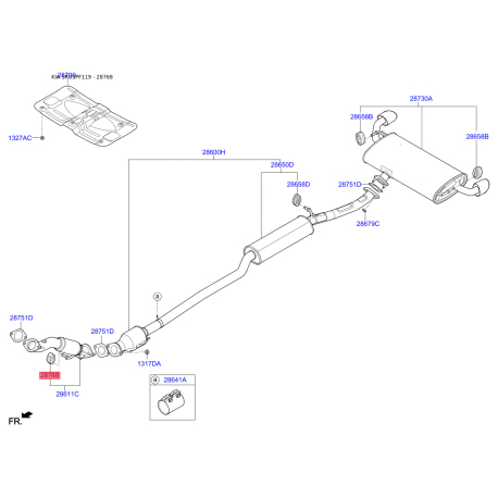 Подушка крепления выпускной системы 28762-3F000 Mobis - 287623F000 - схема с каталога 28768, SRUSPF119 287623F000