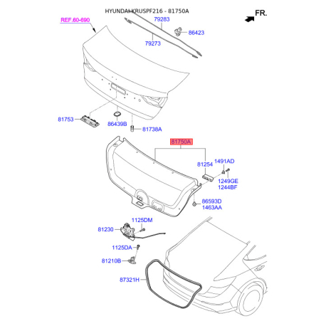 Оббивка багажника 81750-F2000TRY Mobis - 81750F2000TRY - схема з каталогу 81750A, KRUSPF216 81750F2000TRY