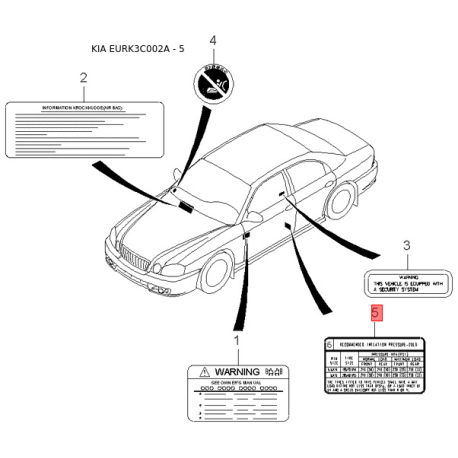 Емблема радіатора 86353-3C230 Mobis - 863533C230 - схема з каталогу 5, EURK3C002A 863533C230