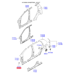 Кронштейн предней стойки боковины правый 71147-1C300 Mobis