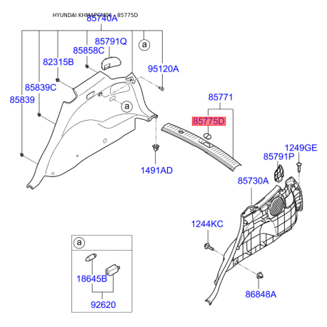 Крышка / обшивка багажного отделения 85775-2B000J9 Mobis - 857752B000J9 - схема с каталога 85775D, KHMAPCM06 857752B000J9