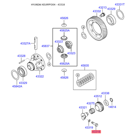 Болт КПП 43318-3A000 Mobis - 433183A000 - схема з каталогу 43318, KEURPFO04 433183A000
