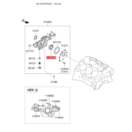 Ротор, масляний насос 26112-37100 Mobis - 2611237100 - схема з каталогу 26112C, SEURPFQZ07 2611237100