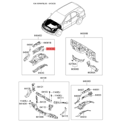 Бризговик передній без лонжерона правий нижній 64563-3E300 Mobis