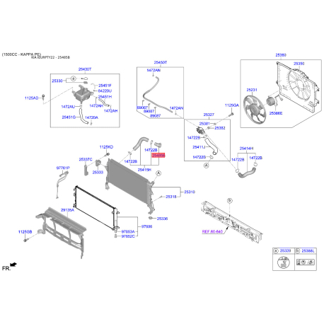 Соединтель (трубка) шланга 25485-1J000 Mobis - 254851J000 - схема с каталога 25485B, IEURPTY22 254851J000