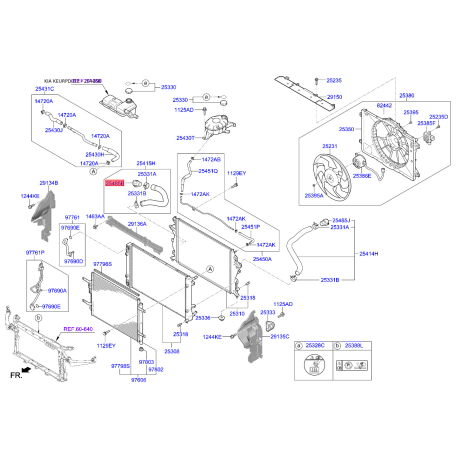 З'єднувач (трубка) шланга 25485-C1700 Mobis - 25485C1700 - схема з каталогу 25485B, KEURPDE22 25485C1700