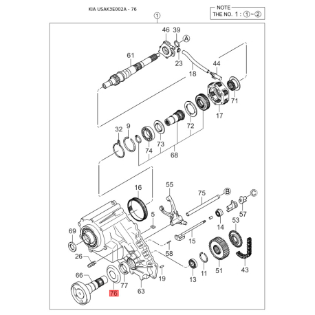 Кронштейн, топливопровод 45739-4A566 Mobis - 457394A566 - схема с каталога 76, USAK3E002A 457394A566