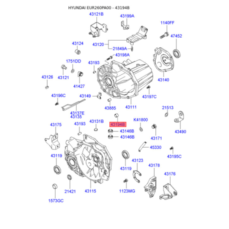 Штифт КПП 43194-3A014 Mobis - 431943A014 - схема з каталогу 43194B, EUR260PA00 431943A014