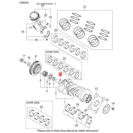 Шайба сайлентблока поперечної балки 55255-38000 Mobis - 5525538000 - схема з каталогу 3, USAK3F003A 5525538000