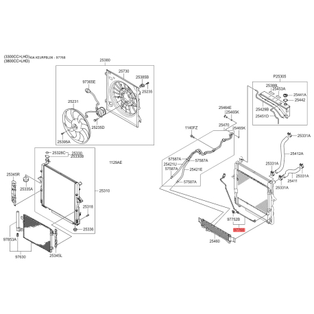 Трубопровод высокого / низкого давления, кондиционер 97768-3E950 Mobis - 977683E950 - схема с каталога 97768, KEURPBL06 977683E950