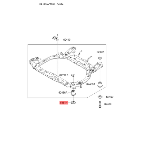 Шайба сайлентблока поперечной балки 62473-1G000 Mobis - 624731G000 - схема с каталога 54514, KKMAPTC05 624731G000