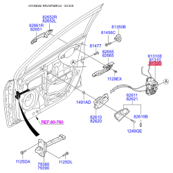 Замок дверей правий 81320-4L020 Mobis