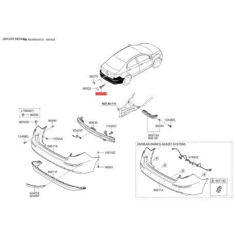 Болт бампера 86593-29520 Mobis - 8659329520 - схема с каталога 86593E, REURPDXR15 8659329520