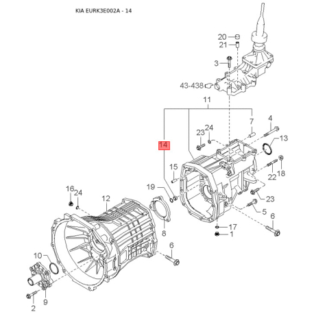 Коробка запобіжників та реле 91160-3E070 Mobis - 911603E070 - схема з каталогу 14, EURK3E002A 911603E070