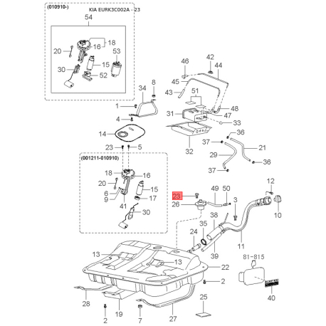 Крепления подкрылка и брызговика правое 86852-38001 Mobis - 8685238001 - схема с каталога 23, EURK3C002A 8685238001