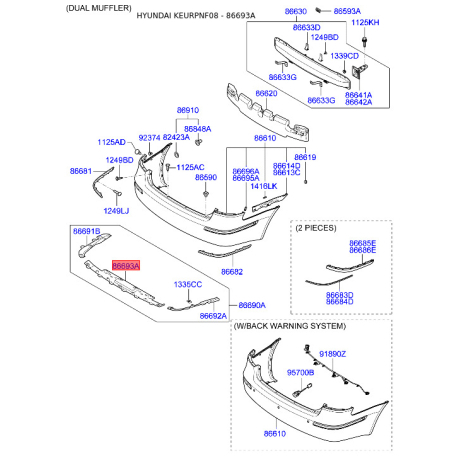 Кронштейн, буфер 86693-3K510 Mobis - 866933K510 - схема з каталогу 86693A, KEURPNF08 866933K510