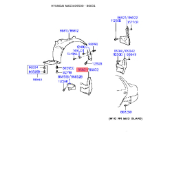 Бризговик передній лівий 86831-34000 Mobis