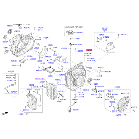 Заглушка перевірки тиску АКПП 45260-3B000 Mobis - 452603B000 - схема з каталогу 45260J, KKMAPHC23 452603B000