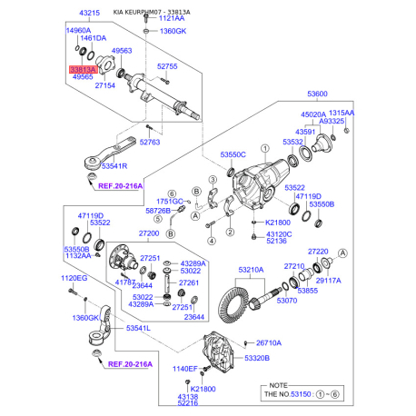 Кронштейн, промежуточный подшипник карданного вала 49565-3E700 Mobis - 495653E700 - схема с каталога 33813A, KEURPHM07 495653E700