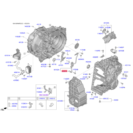 Уплотнительное кольцо, система тяг и рычагов 45266-39000 Mobis - 4526639000 - схема с каталога 45267A, KKMAPEX23 4526639000