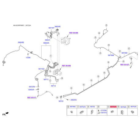 Крепление тормозной трубки 58752-2D600 Mobis - 587522D600 - схема с каталога 58752A, KEURPHM07 587522D600