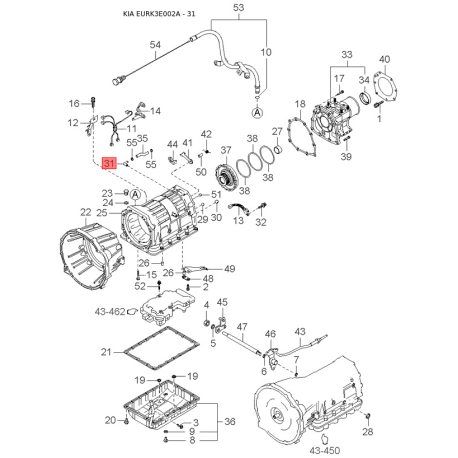 Колодки ручного (стоянкового) гальма 58350-3ED00 Mobis - 583503ED00 - схема з каталогу 31, EURK3E002A 583503ED00