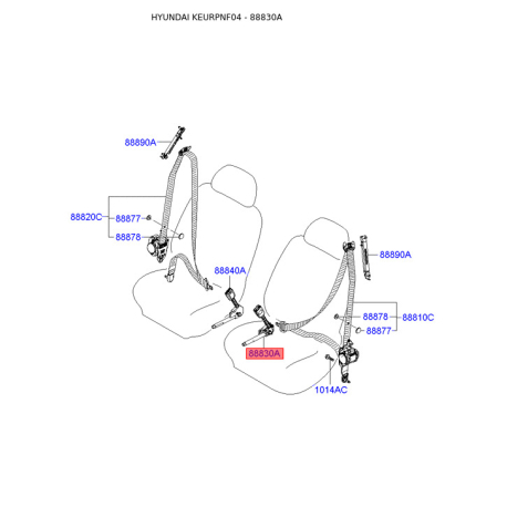 Кріплення і натяг ременя безпеки ліве 88830-3K021QS Mobis - 888303K021QS - схема з каталогу 88830A, KEURPNF04 888303K021QS
