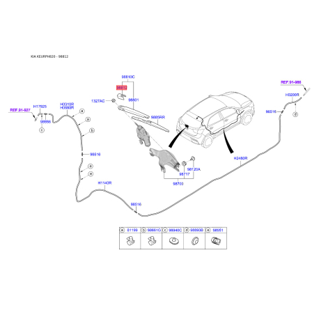 Покрышка, рычаг стеклоочистителя 98812-2B000 Mobis - 988122B000 - схема с каталога 98812, KEURPH820 988122B000
