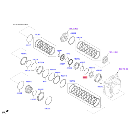 Шайба упорная АКПП 45611-3B601 Mobis - 456113B601 - схема с каталога 45611, KEURPJW22 456113B601